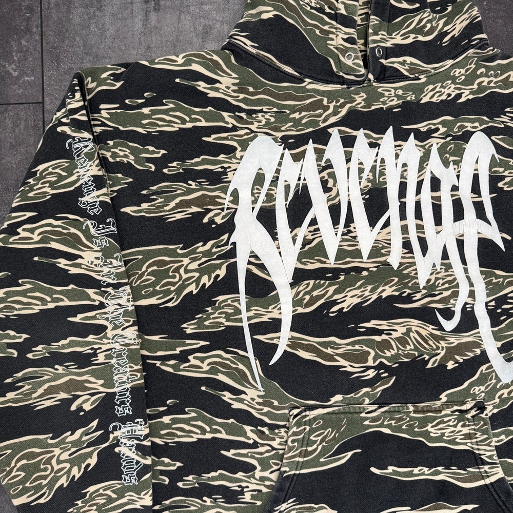 Revenge Tiger Camo Hoodie Green Black White Graphic Skull Mens XL XXXTentacion - Picture 2 of 7